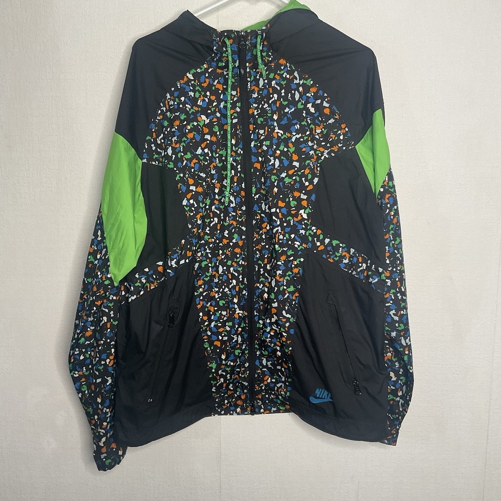 Nike Splatter Men's L Lightweight Jacket Windbraker Hood Zipper  Pockets‎ - Picture 2 of 8